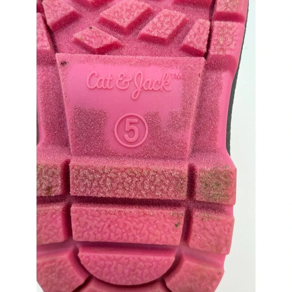Cat & Jack Pink Grey Faux Fur Trim Winter Cute Snow Boots Toddler Girl's Size 5